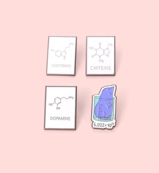 Créatif amusant chimie expérience moléculaire bécher émail broche souris géométrique lettre alliage broches Badge bijoux cadeau pour enfant Anim7964842