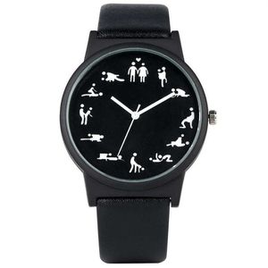 Creatief Plezier Quartz Horloge voor Mannen Zwarte Wijzerplaat Quartz Horloges Comfortabele Zwarte Lederen Band Horloge voor Mannelijke H1012308W