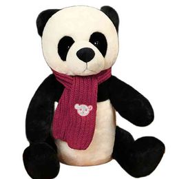 Creative Drôle 253550Cm Nouvelle Vente En Peluche Panda Avec Écharpe Jouets Super Doux Animaux Panda Poupées Décor À La Maison De Noël Décor Enfants Cadeaux J220729