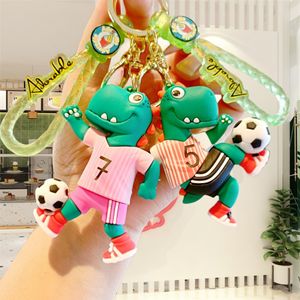 Creative Funny Cartoon Football Dinosaur Doll Cute Style Keychain Personality Bag Pendant Car Keychain Doll Machine Blind Box Cadeau voor jongens en meisjes