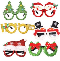 Creative drôle décoration de Noël lunettes adultes enfants jouet Père Noël bonhomme de neige bois lunettes cadre