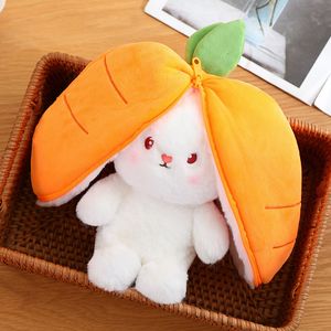 Créatif drôle poupée carotte lapin en peluche peluche doux lapin caché dans un sac de fraises jouets pour enfants filles cadeau d'anniversaire 9.84 pouces/25 cm LA865