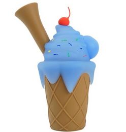 Creative Funny Ice Cream Pipe à eau Pipes à fumer en silicone avec bol en verre à haute teneur en borosilicate Incassable Tabac à la main Bong Accessoires pour fumer