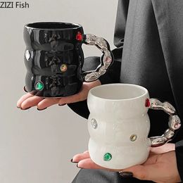 Creative Gem Water Cup Light Luxe Huishouden Keramische mok Kantoor Middag TEA Coffee Breakfast Milk Drinkset 240418
