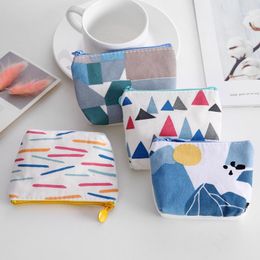 Creatieve geometrische portemonnee wijzigen opbergtas Eenvoudige korte dames portemonnee stof organizer sieraden tassen
