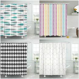 Creative Geometric Shower Curtain Set Mid Century Simple Line Graphiques Résumé ART ART DÉCOR DE SALLE DE SALLE POLYESTER CURTON DE BAIN CURTON 240514