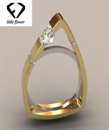 Bague De diamant Triangle géométrique créatif 14K or pierres précieuses Bizuteria pour femmes Bague Etoile péridot Anillos De bijoux Bague 20194449729