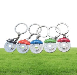 Creative Gift Car Metal Keychain Turbo Gear Hub Pendant Brake Disc Absorber Pendber Christmas Gifts 6 Colors2106978