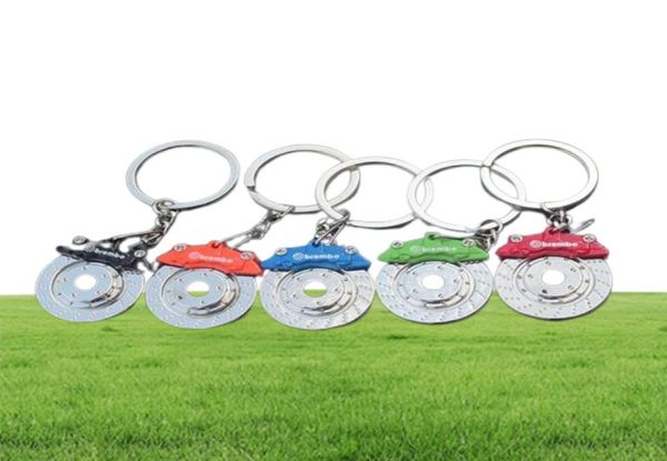Creative Gift Car Metal Keychain Turbo Gear Hub Pendant Brake Disc Absorber Pendants Christmas Gifts 6 Colors9855151
