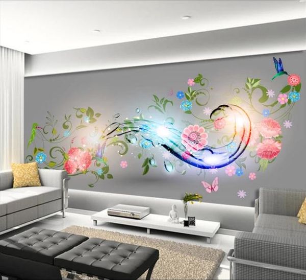 Creative Egle Eau Motif Flower oiseau L Photo Fonds d'écran pour mur 3 D Salon Chambre à coucher Bar Café Murs Murales Roll Papel de Parede