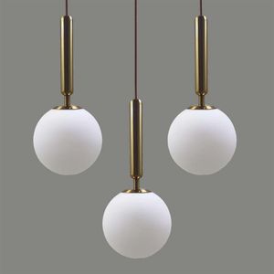 Creative Glass Hanging Lamp 15 20 25 30 cm witte bal licht schaduw goud zwart slaapkamer restaurant bar173d