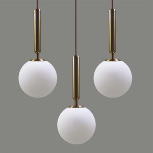 Creative Glass Hanging Lamp 15 20 25 30 cm witte bal licht schaduw goud zwart slaapkamer restaurant bar291J