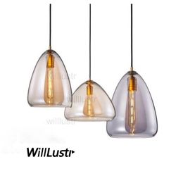 Creatief glazen hanglampje lichte ophanging lamp Handgemaakt Clear Smoke Amber Kitchen Slaapkamer Hotel Cafe Mall Hanging Lighting