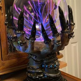 Creatieve Gloeiende Halloween Crystal Deluxe Magische Schedel Vinger Plasma Bal Spooky Home Decor 220614267J212c
