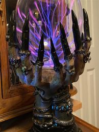 Créatif brillant Halloween Crystal Deluxe Magic Skull Finger Plasma Ball Spooky Home Decor 2206144215936