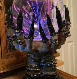 Créatif brillant Halloween Crystal Deluxe Magic Skull Finger Plasma Ball Spooky Home Decor 2206146706723