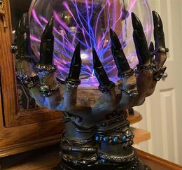 Créatif brillant Halloween Crystal Deluxe Magic Skull Finger Plasma Ball Spooky Home Decor 2206148309419