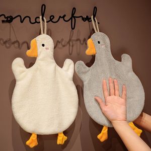 Creative Goose Hand Towels Kawaii Cartoon Goose Serviette de velours corail confortable Cuisine Salle de bain Décoration Serviette de main