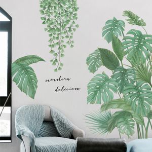 Creative plantes vertes Stickers muraux salon chambre fond décoration de la maison papier peint pour Stickers muraux combinaison murale