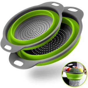 Creative Green Silicone rond pliant Fruits de lavage Panier à laver