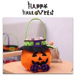 Créatif Halloween Cookie Candy Gift Gada Great Treat Or Trick Kids Pumpkin Dol Dol Box Box Stockage Pouch Bucket Home Party Supplies