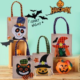 Creatieve Halloween Decorations Children Handtas Cartoon pompoen heksen cadeauzakje verkleed linnen goodie tassen