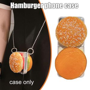 Criativo hambúrguer caso de telefone para samsung galaxy z flip 4 5g duro pc capa traseira para zflip4 caso escudo protetor