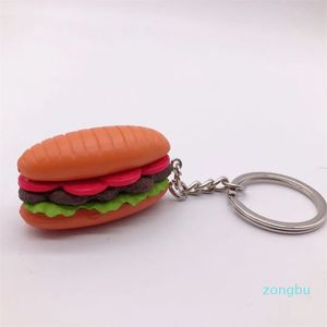 Creatieve hamburger -serie PVC Keychains handgemaakte tas auto sleutelhanger hanger voedsel sleutelhanger charmes sieraden cadeau promotie