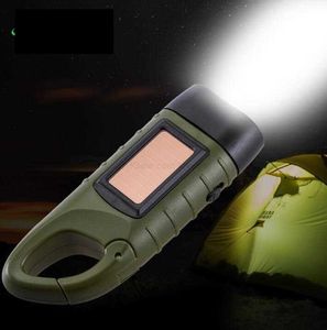 Creatieve handslinger genereert elektriciteit zaklamp Karabijnhaak sleutelhanger zonne-energie led Zaklampen Zaklampen draagbare outdoor fakkellamp