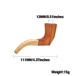 Pipe à fumer en bois faite à la main créative 113MM avec bol en métal Double taille de poche de tabac de couleur