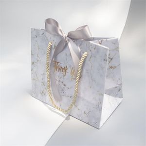 Creatieve hoogwaardige grijze marmeren geschenk tas voor Kerstmis / bruiloft / baby shower / verjaardagsfeestje gunsten gift verpakking doos 211108