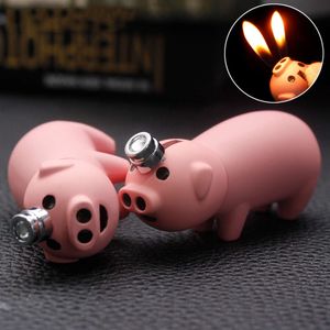 Creative High Quality Lovely Pig Lighters double flamme ouverte Butane Lighters Wholesale