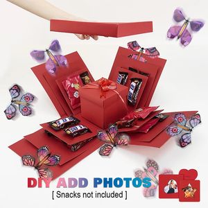 Boîte d'explosion de cadeaux de vacances créative bricolage de la Saint-Valentin Explosion surprise faite à la main avec magie Flying Butterfly Birthday Box 240426
