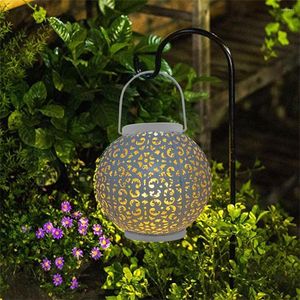 Creatieve holle ball Solar LED Lantern Light Classic Texture Delicaat Design Praktische tuinwerf Pathway verlichtingslamp
