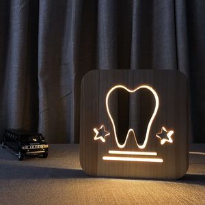 Creatieve houttandlamp slaapkamer nachtkastje nachtlampje USB supply led tafellamp uitgeholde kleine nachtlampje