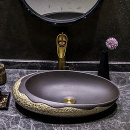 Creatieve huizen badkamer wasbasins Chinese keramische kunst badkamer wastafels huishoudelijke gootsteen keuken met de hand gemaakte wastafels