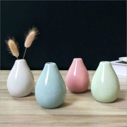 Décoration créative pour la maison Petits vases en céramique Moderne Simple Salon décor Fleur sèche articles décoratifs Ornement Mini vase 11 LL