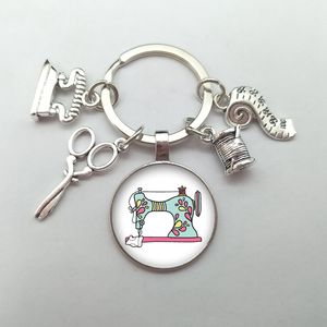 Vente chaude créative vintage bijoux de couture tailleur art pendentif verre keychain coudre mise clés jackets j'adore les cadeaux de couture des filles