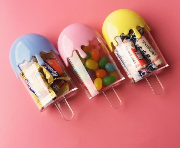 Boîtes à bonbons en plastique pour crème glacée créative, coffrets cadeaux pour fête prénatale, anniversaire d'enfants, cadeaux enveloppés, décorations colorées