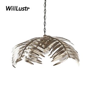 Creative Iron Palm Leaf Hanglamp Hotel Homestay Restaurant Woon Dining Slaapkamer Amerikaanse landelijke stijl metalen opknoping licht