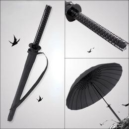 Parapluie de samouraï japonais créatif poignée amovible poignée longue automatique noir imperméable à la pluie épée de Ninja parapluies Katana 240301