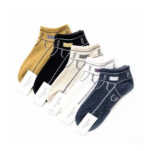 Jeans créatifs forme chaussettes mélanges couleur femmes hommes respirants casual coton chaussette chaussette de mode