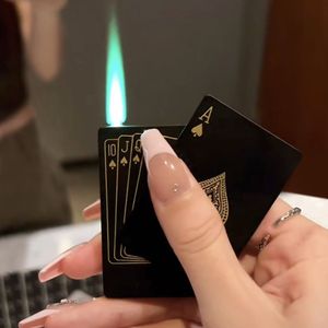 Creatieve Jet Torch Groene Vlam Poker Aansteker Metalen Winddicht Speelkaart Novel Aansteker Grappig Speelgoed Roken Accessoires Gift