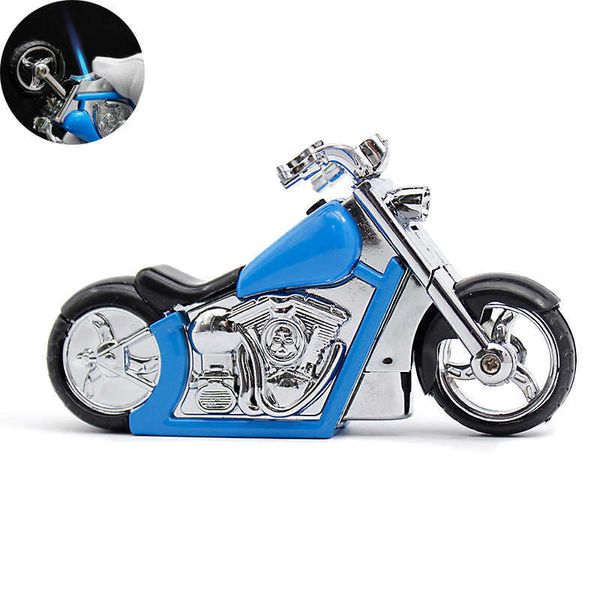 Creative Jet torche briquet coupe-vent moto forme bleu flamme Cool briquets rechargeable Butane sans gaz avec lumière LED SLGP