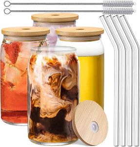 Creative Juice Milk Glass Cup met deksel en stro bubble thee Cup transparant bier koffiekopje hoog borosilicaatglasdrankware