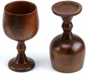 Tasse à vin en bois de Jujube créative, gobelet Vintage en bois, verre à vin, tasse d'eau faite à la main, verre à vin Anti-chute, Gadgets de cuisine