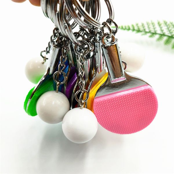 Creative Key Chain Sports Fans Souvenir Table Tennis Racket and Ball Keychain Metal Mini Ping Pong Ball Keyring