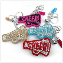 Créatif coréen en cuir coréen Pendre en cuir en cuir coréen Rucinestone Crystal Word Cheer Keychain Key Telers For Women Bag Car Accessoires Cadeaux