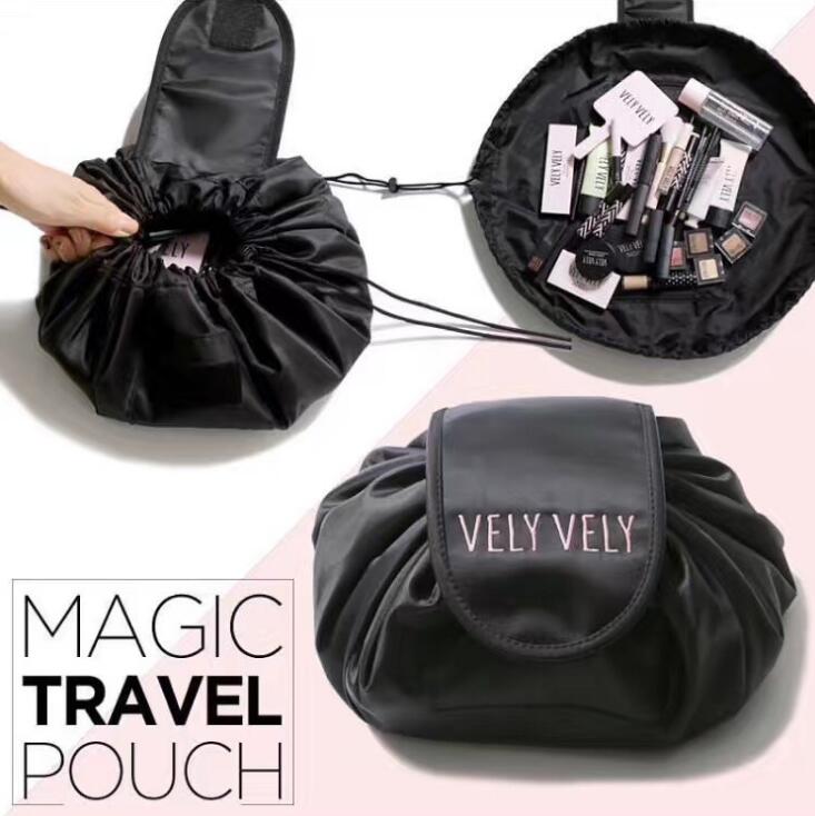 Creative Lazy Cosmetic Bag Large Capacity Portable Drawstring Storage Artifact Magic Travel Pouch Simple Cosmetic Bag