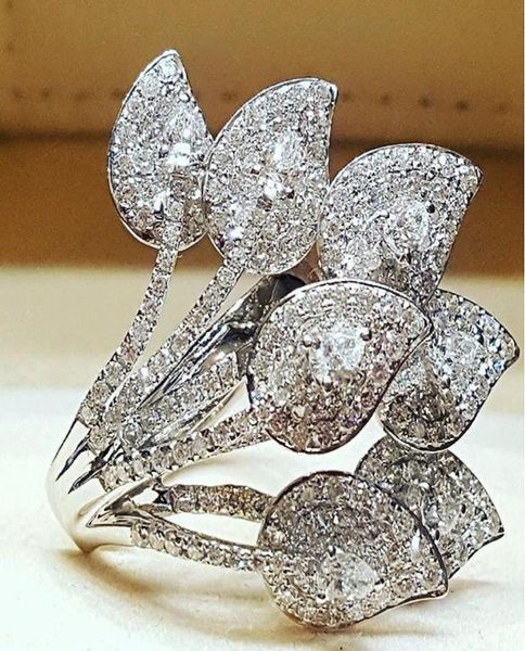 Feuilles créatives bague en diamant princesse bagues de fiançailles pour femmes bijoux de mariage anneaux de mariage accessoire taille 610 1228695